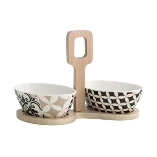 2 porcelianinių prieskonių rinkinys ant stovo "Brandani Horsa