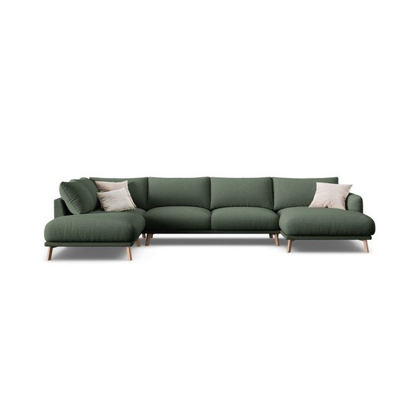 Žalios spalvos kampinė sofa („U“ formos) Naomi – Micadoni -image-2