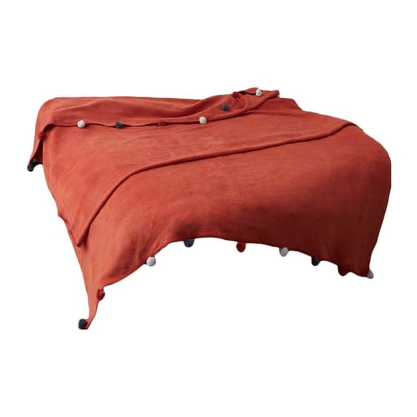 Raudonos plytų spalvos fleece tipo lovatiesė 200x220 cm Pom Pom – Mijolnir