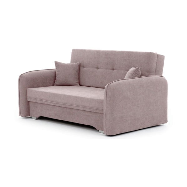Rožinės spalvos iš šenilinio audinio sulankstoma/su sandėliavimo vieta sofa 155 cm Laine – ELTAP