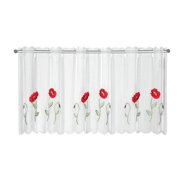 Baltos spalvos permatoma užuolaida 155x45 cm Poppies – Sehlbach