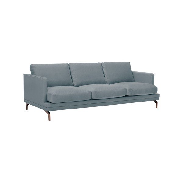 "Windsor & Co Sofos Jupiter" pilka trivietė sofa su aukso spalvos kojų atrama-image-1