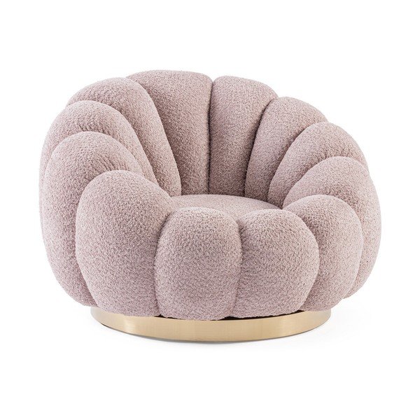 Rožinės spalvos pasukamas krėslas iš boucle Florel – Bizzotto