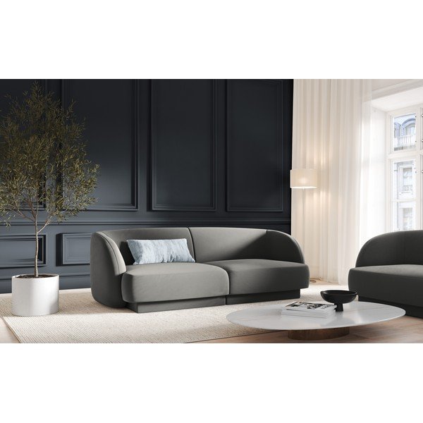 Pilka aksominė sofa 184 cm Miley - Micadoni Home-image-1
