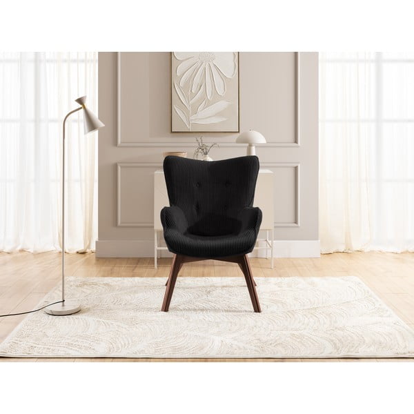 Juodos spalvos iš kordinio velveto krėslas Niko – Ropez-image-1