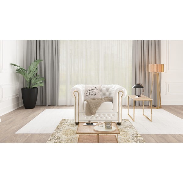 Baltas dirbtinės odos fotelis York - Ropez-image-3