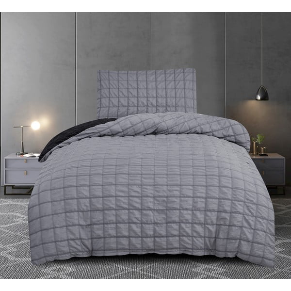 Iš banguotos tekstūros viengulė patalynė juodos spalvos/pilkos spalvos 140x200 cm Naomi – My House