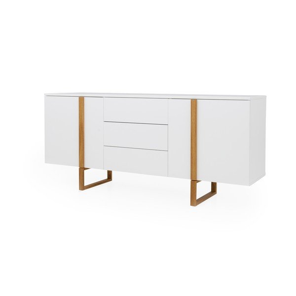 Balta komoda iš ąžuolo medienos Tenzo Birka, 176,5 x 78 cm-image-2