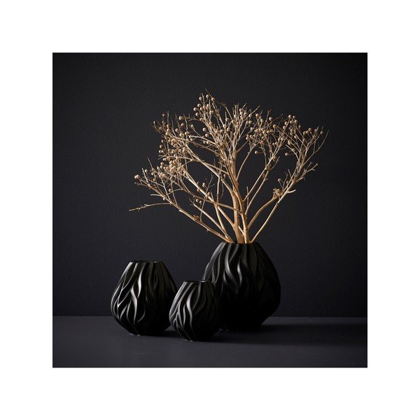 Juoda porcelianinė vaza Morsø Flame, aukštis 15 cm-image-1