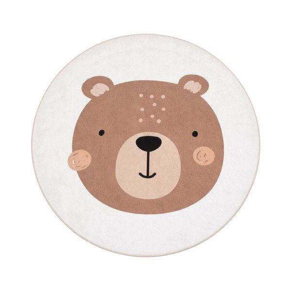 Skalbiamas rudos spalvos/kreminės spalvos vaikiškas kilimas ø120 cm Teddy Bear – Mila Home