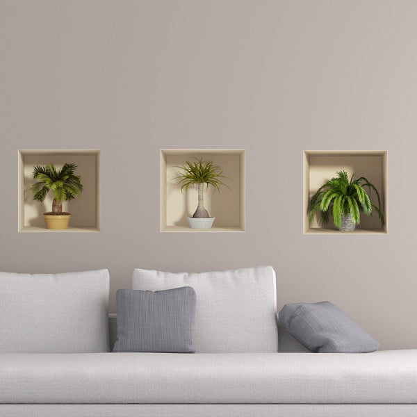 3 lipdukų rinkinys su 3D efektu Ambiance Palms-image-1