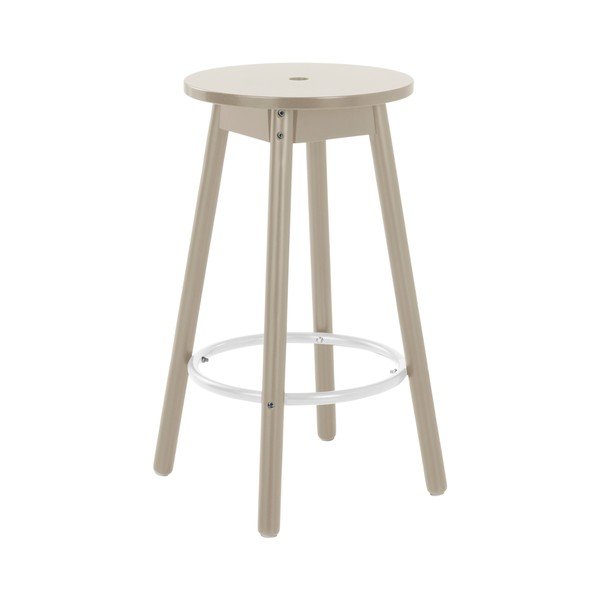 Pilkos spalvos iš pušies masyvo baro taburetė (sėdynės aukštis 65 cm) Kinna – Jotex