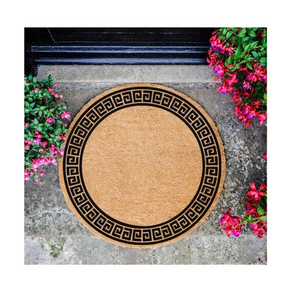Juodas apvalus natūralaus kokoso pluošto kilimėlis Artsy Doormats Greek Border, ⌀ 70 cm-image-2