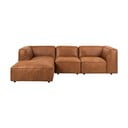 Rudos spalvos kampinė sofa iš perdirbtos odos Bonami Selection Fairfield, 282 cm, kampas kairėje