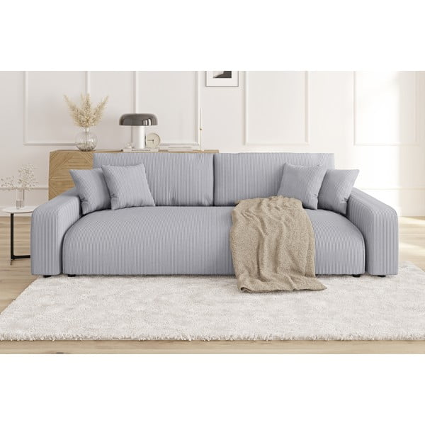 Šviesiai pilkos spalvos iš kordinio velveto sulankstoma/su sandėliavimo vieta sofa 234 cm Sara – Ropez-image-1
