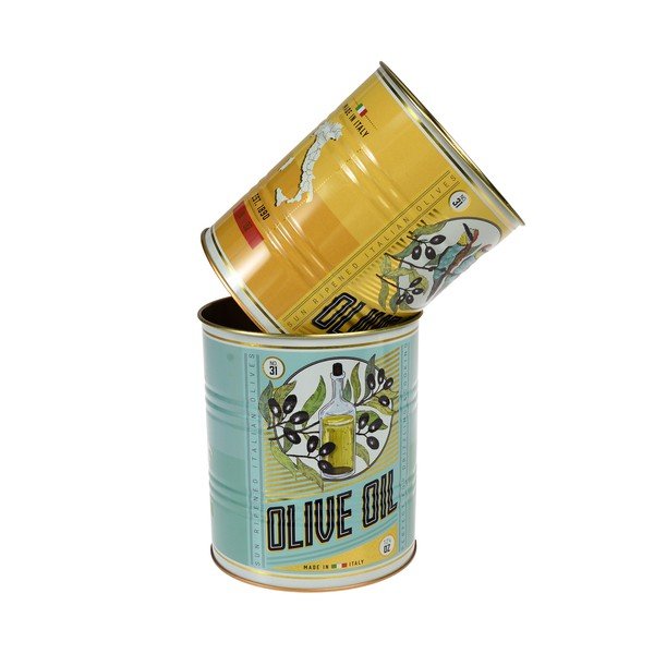 Dekoratyvinės iš skardos daiktadėžės 2 vnt. ø 11x13 cm Olive Oil – Rex London