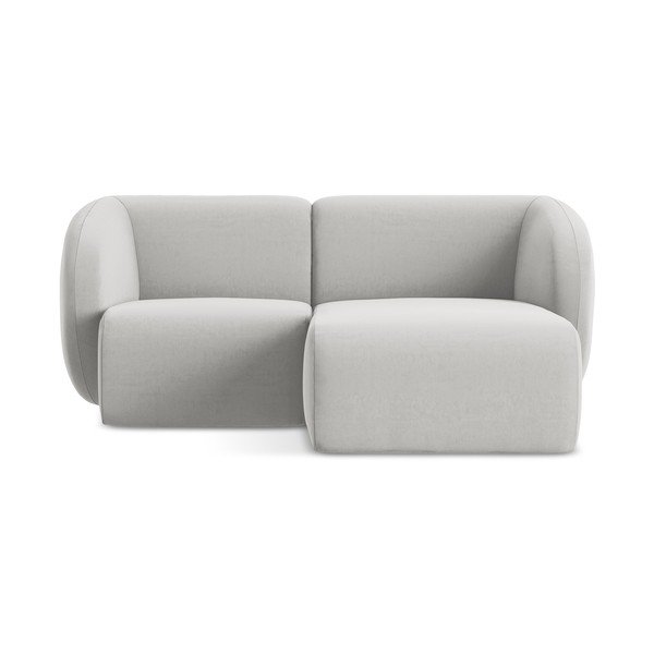 Šviesiai pilkos spalvos kampinė sofa iš velveto (su dešiniuoju kampu/su gultu) Lani – Makamii