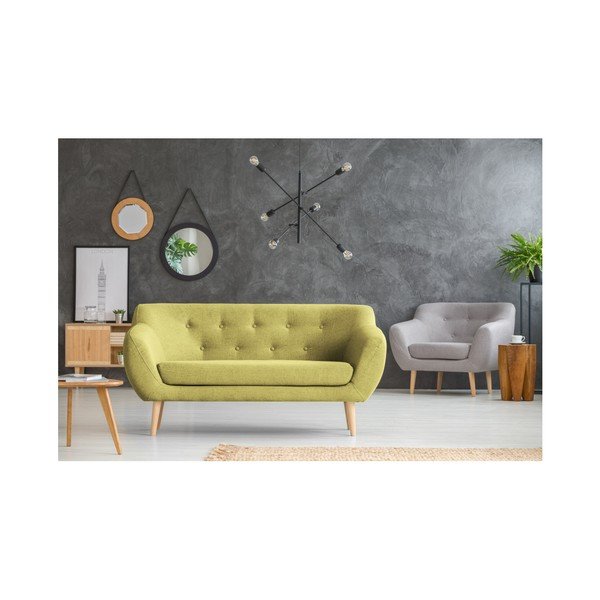 Geltonos spalvos dvivietė sofa su šviesiomis kojomis Mazzini Sofas Sicile-image-4