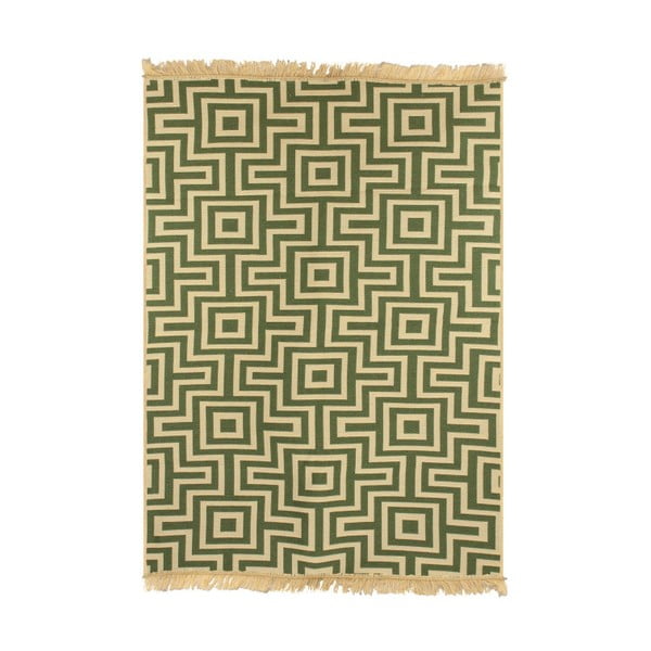 Žalios ir smėlio spalvos kilimas Ya Rugs Kare, 120 x 180 cm