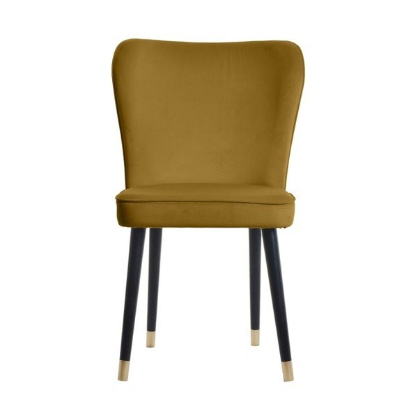 Geltonos spalvos valgomojo kėdė su aukso detalėmis JohnsonStyle Odette French Velvet-image-2