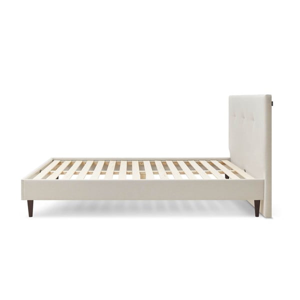 Smėlio spalvos minkšta dvigulė lova su grotelėmis 160x200 cm Tory - Bobochic Paris-image-2