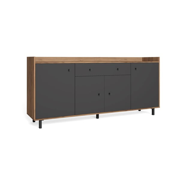 Pilka žema komoda, riešutmedžio spalvos, 180x84 cm Malta - Marckeric-image-2