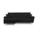 Juodos spalvos iš boucle sulankstoma/su sandėliavimo vieta kampinė sofa (su kairiuoju kampu/su gultu) Kyoto – Cosmopolitan Design