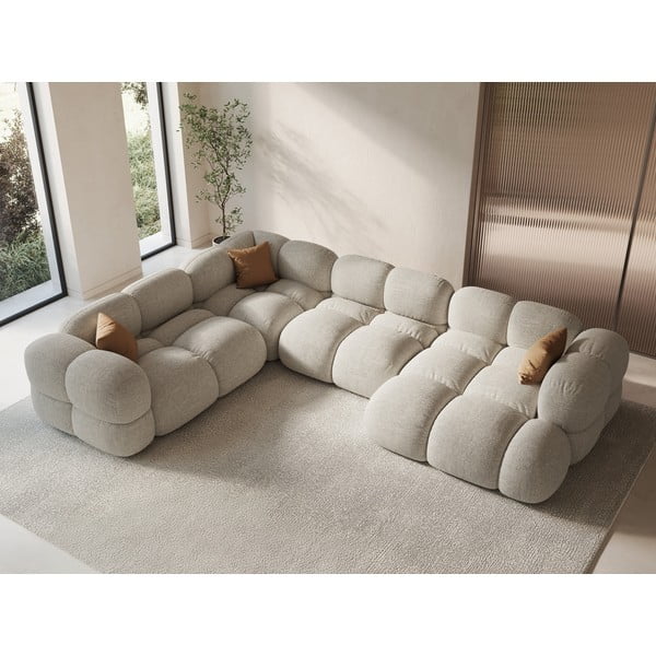 Smėlio spalvos kampinė sofa (su kairiuoju kampu/„U“ formos) Loretto – Cosmopolitan Design-image-1