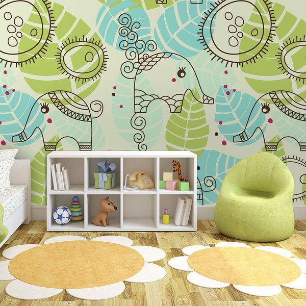 Didelio formato tapetai Artgeist Childish Elephants, 400 x 309 cm-image-1