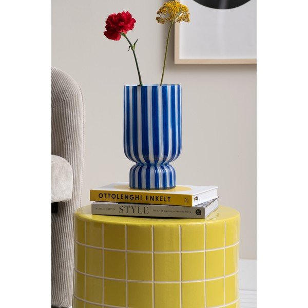 Mėlynos spalvos iš stiklo  vaza (aukštis 26 cm) Rayado Retro – PT LIVING-image-1