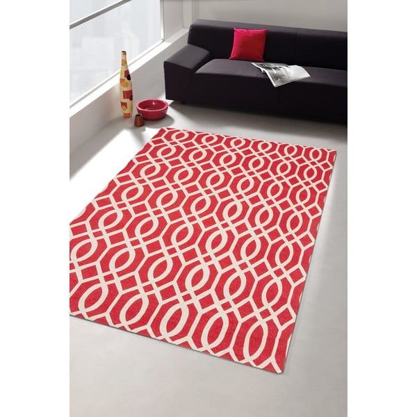 Itin patvarus virtuvės kilimas "Webtappeti" tapetai "Coral Red", 80 x 130 cm