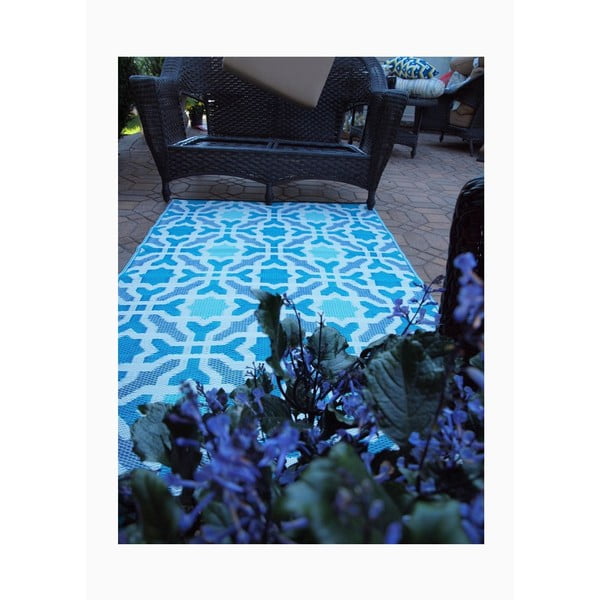 Mėlynai pilkas dvipusis lauko kilimas iš perdirbto plastiko Fab Hab Seville, 120 x 180 cm-image-4