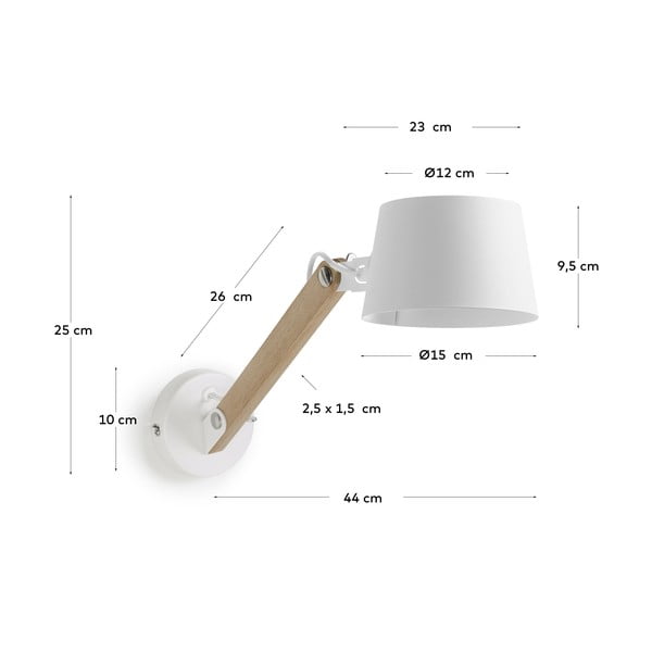 Baltos spalvos/natūralios spalvos vaikiškas sieninis šviestuvas ø 60 cm su metaliniu gaubtu Muse – Kave Home-image-2