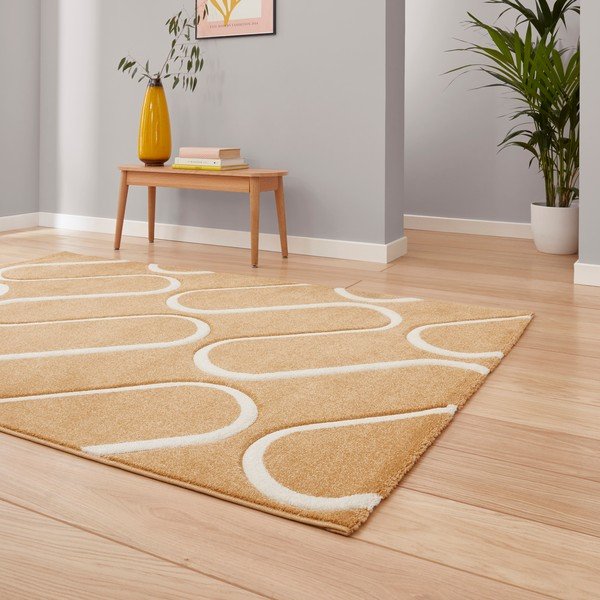 Kilimas ochros spalvos 120x170 cm Linear Curve – Catherine Lansfield-image-1