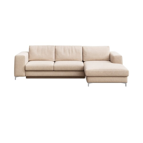 Smėlio spalvos iš boucle sulankstoma/su sandėliavimo vieta kampinė sofa (su dešiniuoju kampu/su gultu) Rene – Rodier