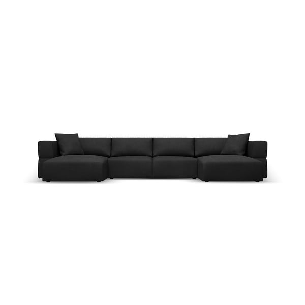 Kampinė sofa juodos spalvos („U“ formos) Esther – Milo Casa