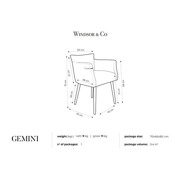 Velvetinė kėdė Windsor & Co Sofos Gemini-image-3