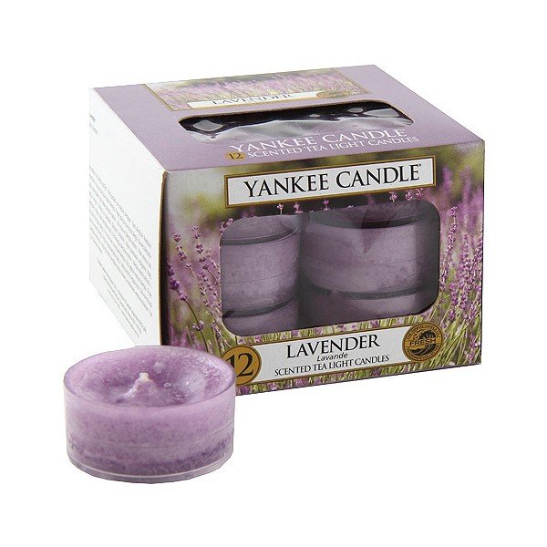 12 "Yankee Candle" levandų kvapo žvakių rinkinys, degimo trukmė 4-6 val.