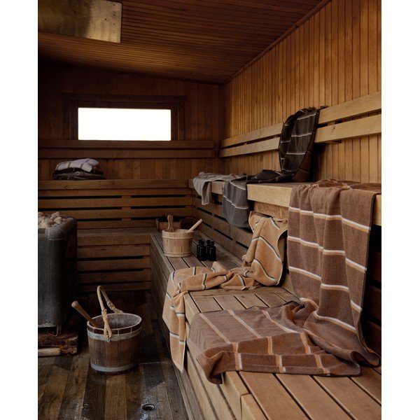 Juodos spalvos/šviesiai pilkos spalvos iš medvilnės rankšluostis 50x100 cm Sauna – Zone-image-1
