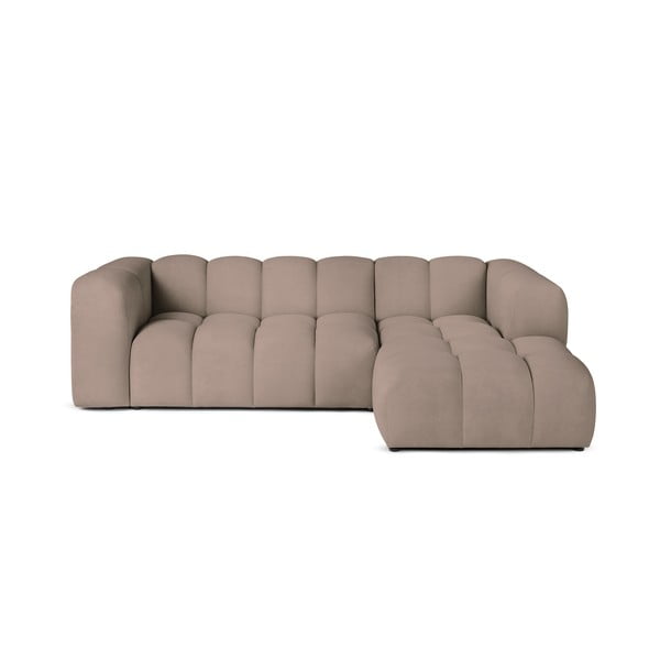 Taupe spalvos iš velveto kampinė sofa (su dešiniuoju kampu/su gultu) Cube – Bonami Selection