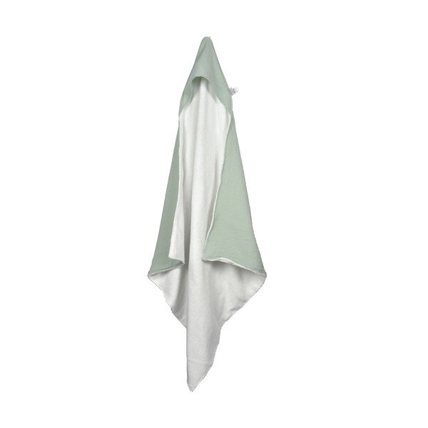 Iš muslino vaikiškas rankšluostis su gobtuvu žalios spalvos 75x75 cm – Bébé Douceur-image-2