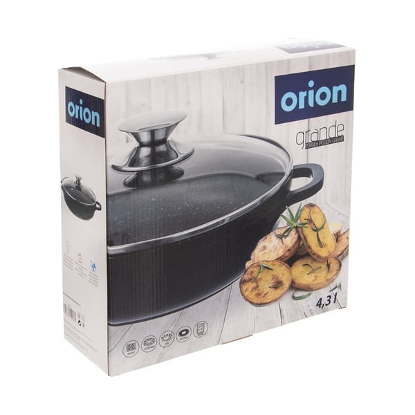 Puodas su nepridegančiu paviršiumi su stikliniu dangteliu  Pfluon Granit Orion Grande, ⌀ 28 cm-image-3
