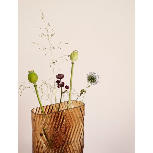 Oranžinė stiklinė vaza Hübsch Deco, aukštis 18 cm-image-1