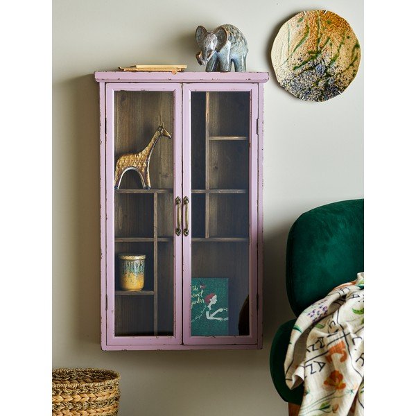 Pilkai rožinės spalvos iš kėnio masyvo vitrina 50x80x14 cm Hazem – Bloomingville-image-1