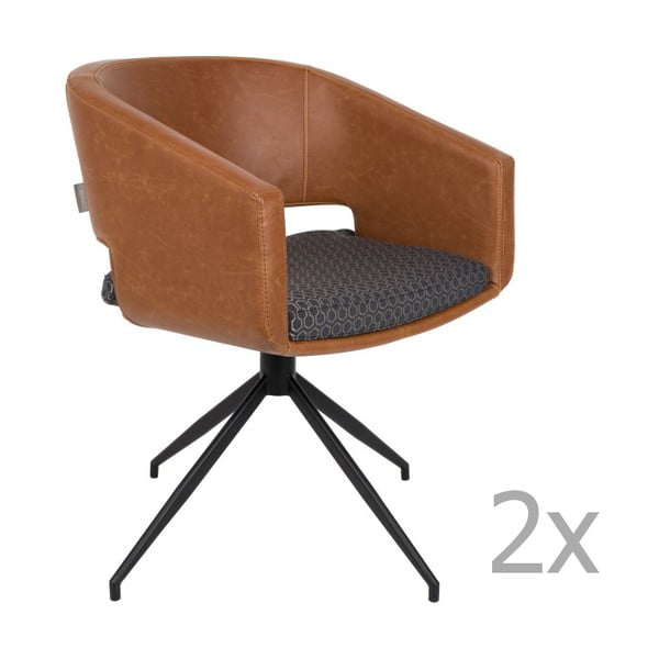 2 rudų "Zuiver Beau" kėdžių rinkinys