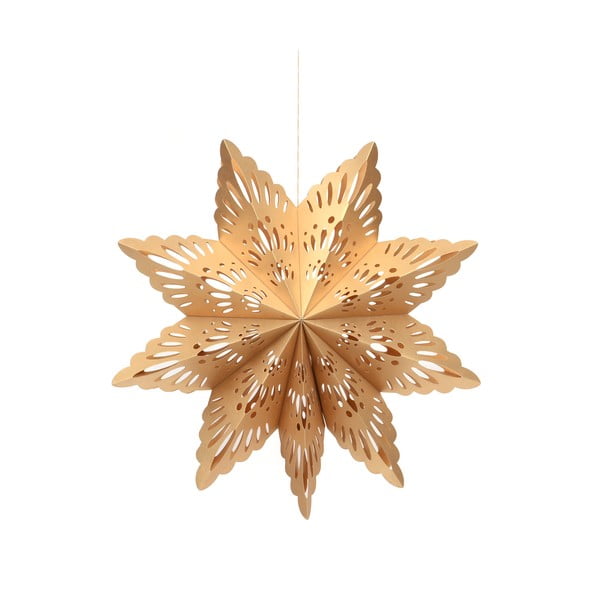Aukso spalvos popierinis kalėdinis snaigės formos papuošalas Tik natūralus, 45 cm ilgio