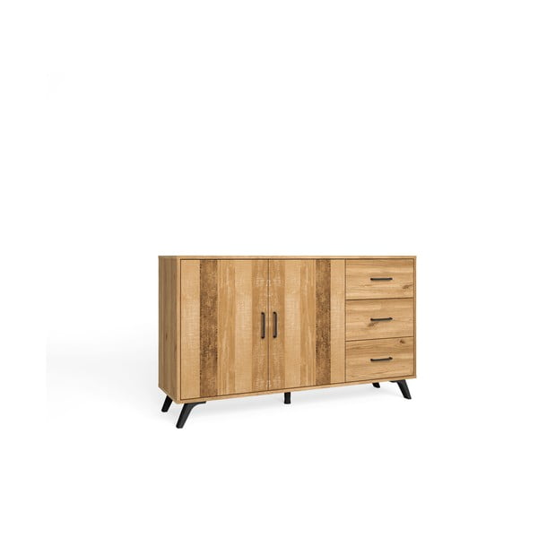 Natūralaus ąžuolo žema komoda 136x81 cm Nordic - Marckeric-image-2