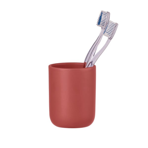 Raudonas keraminis puodelis dantų šepetėliams Olinda - Allstar