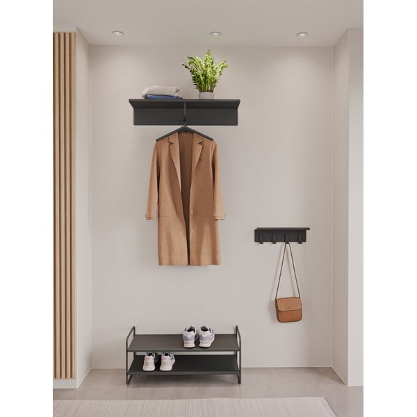 Juodos spalvos iš plieno sieninė lentyna su lentyna 21,5 cm A-Coat – Zone-image-1