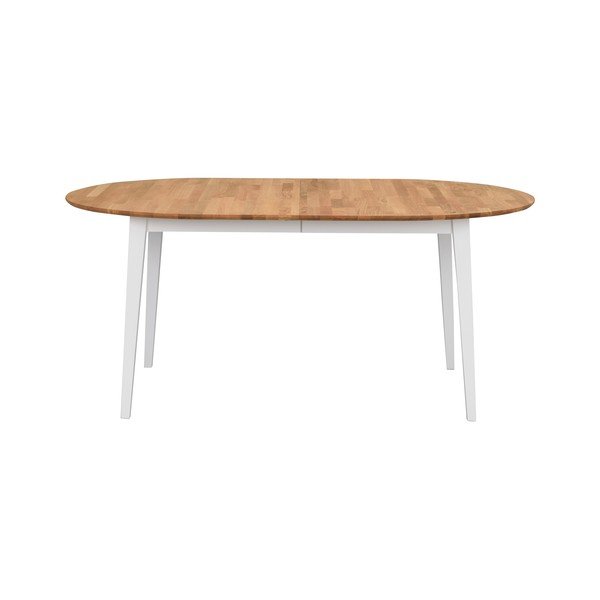 Ovalus ąžuolinis sulankstomas valgomojo stalas su baltomis kojomis Rowico Mimi, 170 x 105 cm-image-1